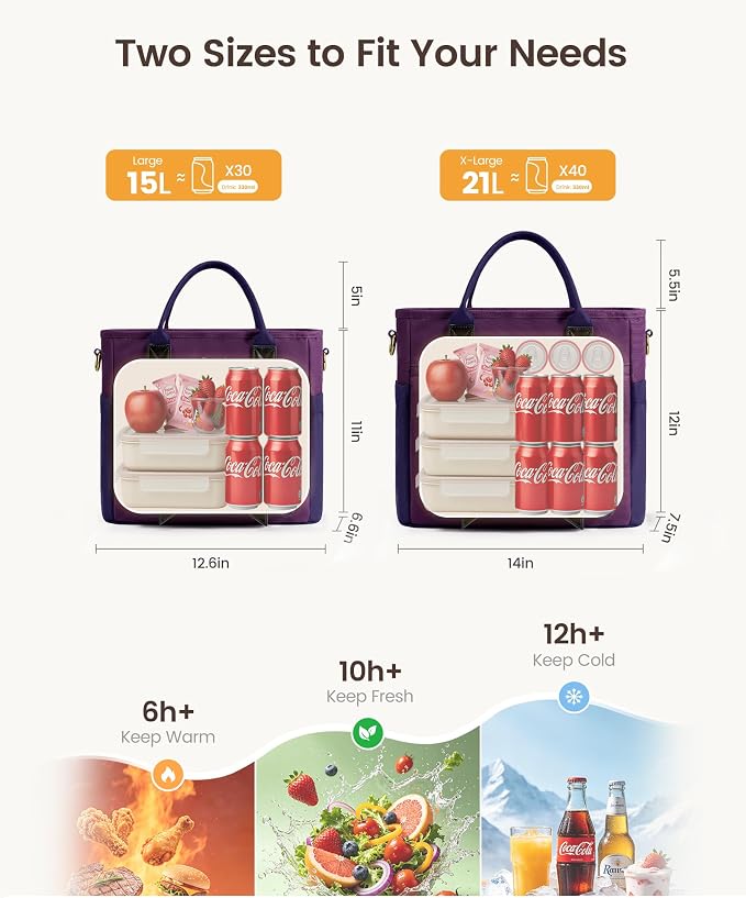 LOVEVOOK Insulated Lunch Bag Women, X-Large Lunch Cooler Bag Lunch Tote | Extra - Image 6