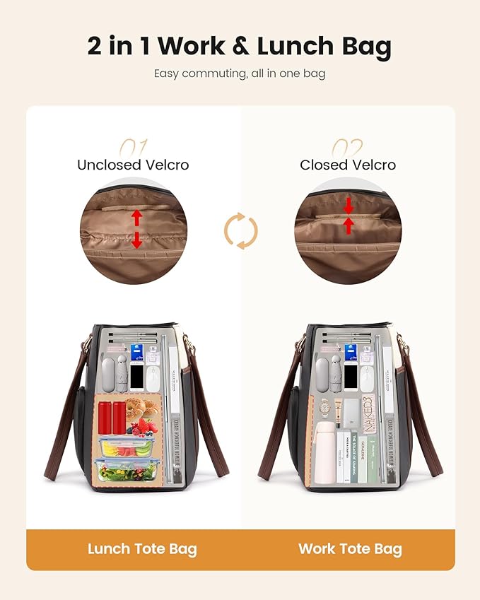 LOVEVOOK Lunch Bag for Women, Work Laptop Tote Bag - Image 7