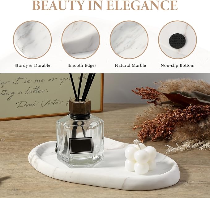 Luxurious Natural White Marble Vanity Tray, Cloud Shape Serving Stone Key Tray - Image 3