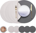 Myir JUN 15 Inches Round Placemats Set of 6 Faux Leather Place Mats | by MyirJUN