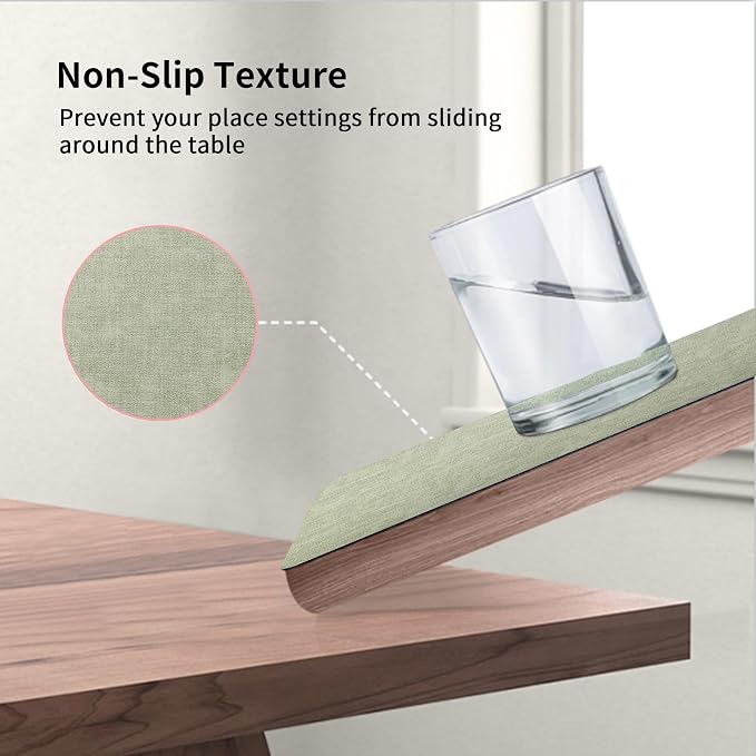Maxpearl Faux Leather Placemats Set of 4, Light Green | Waterproof - Image 5