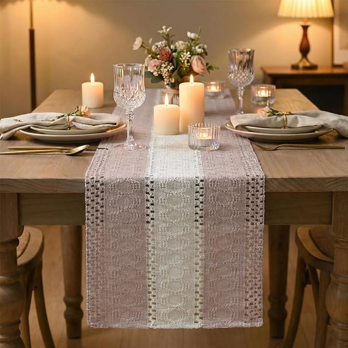 Artoid Mode Pink Farmhouse Woven Table Runner 12x120 Inch | Seasonal Holiday - Image 2