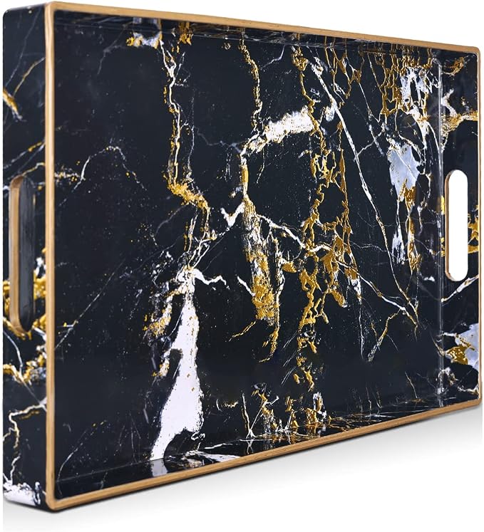 Gifturbo Black Serving Tray, Marble Decorative Serving Trays by Gifturbo