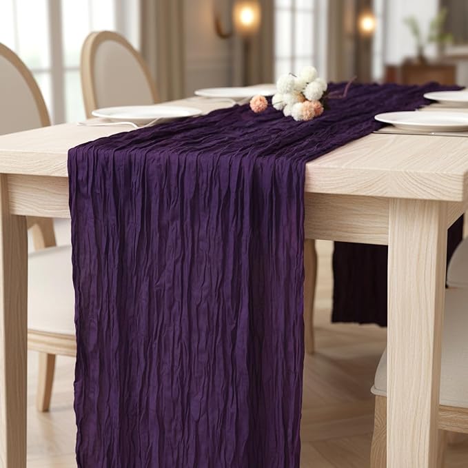 1 Pack Purple Cheesecloth Table Runner 120 Inch Boho Wedding Decor | - Image 7
