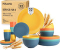 Wheat Straw Dinnerware Sets, Plates and Bowls Sets Unbreakable & Microwave Safe by Perlapoc