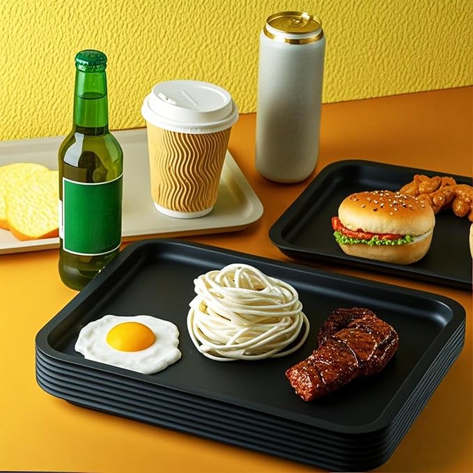 Gerrii 18 Pcs Plastic Fast Food Trays Bulk Restaurant Serving Cafeteria Tray - Image 5