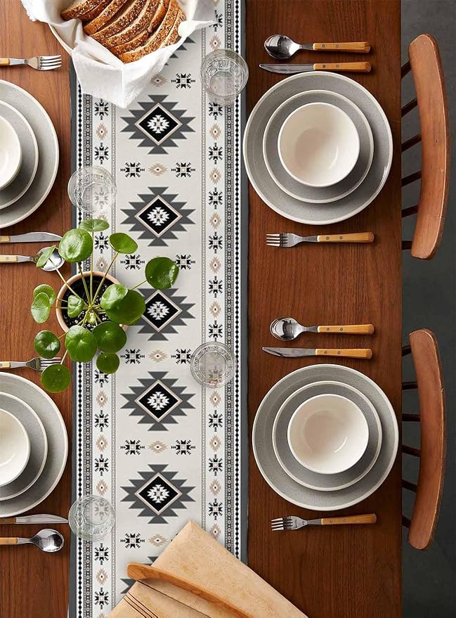 Boho Table Runners 72 Inches Long, Abstract Southwestern Kitchen Dining Tables - Image 5