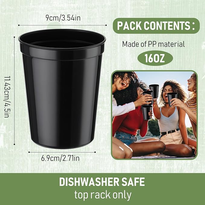 Yungyan 300 Pack 16 oz Stadium Cups Reusable Plastic Cups Blank Drink Stadium - Image 2