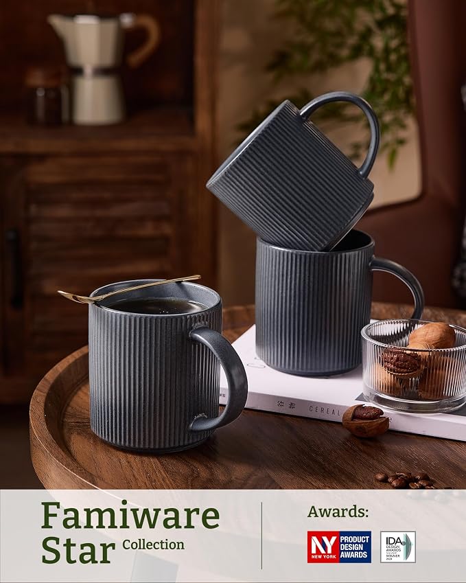 famiware Coffee Mug Set for 6, Star 16 oz Catering Mugs Cup Set - Image 3