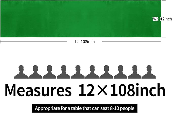 10-Pack Satin Table Runner Emerald 12 x 108 inches Long, Table Runners - Image 4