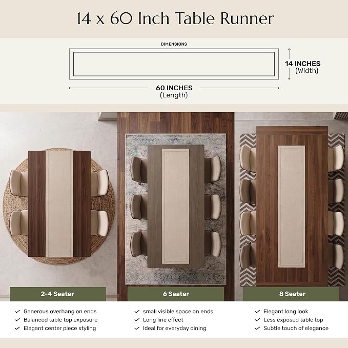 Solino Home 100% Pure Linen Dining Table Runner Olive Hemstitch, 14 x 60 in | - Image 3