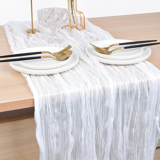Ivory Cheesecloth Table Runner Cheese Cloth Wedding Birthday Party Decor | 10Ft - Image 3