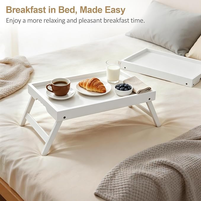 Bamboo Breakfast Trays with Folding Legs, laptops and serving in bed or on sofa. - Image 2