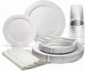 " OCCASIONS " 640 Piece set-Vintage Wedding Party Disposable Plastic Plates & by OCCASIONSFINESTPLASTICTABLEWARE