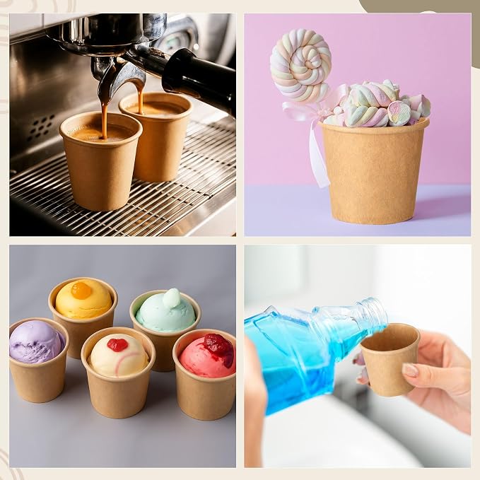 100 Pack 1oz Mini Coffee Cups Disposable Paper Cups Hot or Cold Beverage Cup - Image 6