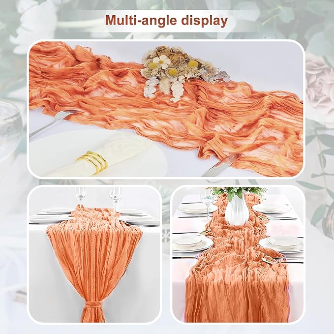 1 Pack Coral Cheesecloth Table Runner 35x120 Inch 10Ft Rustic Gauze Cheese - Image 5