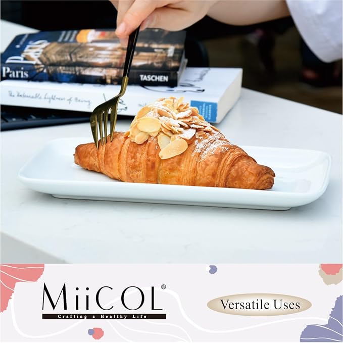 Miicol Small Platters Set of 6, Ceramic Rectangle Plates 9 Inch, Modern Sushi - Image 8