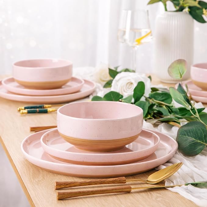 AmorArc Dinnerware Sets for 8, 24 Pieces Ceramic Plates and Bowls Set | Scratch - Image 6