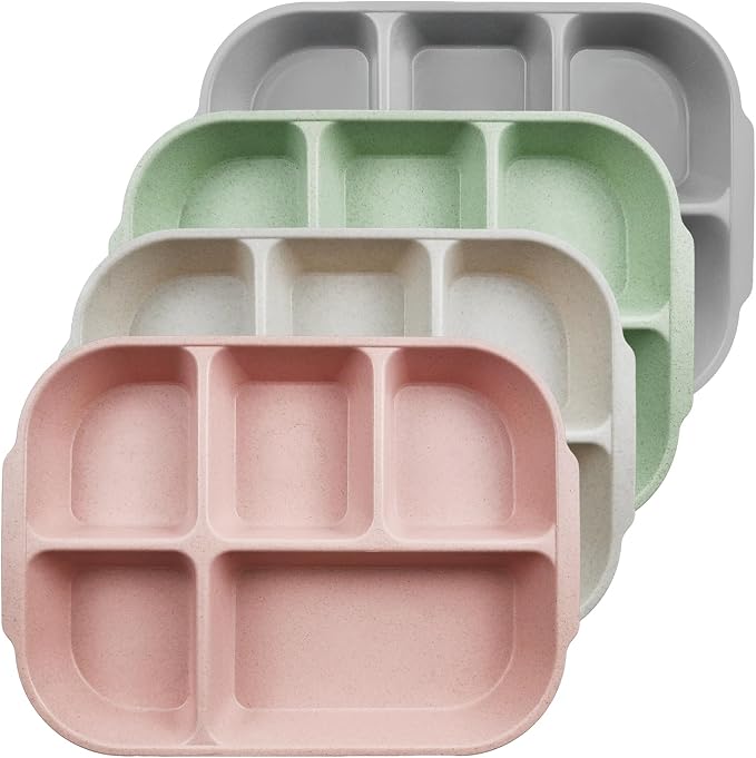 10.8 Inch 4PCS Divided Plates for Kids Adults, Portion Control Plates, by greenandlife