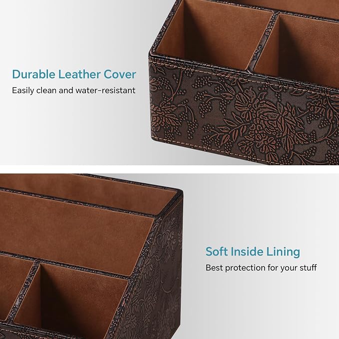 PU Leather Desktop Organizer, Home Luxury Remote Control Holder, Office Desk - Image 3