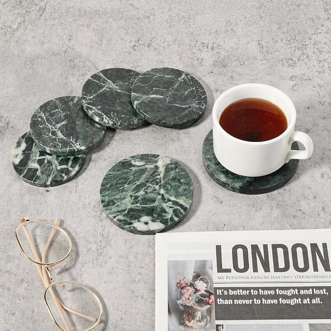 Marble Coasters, Round Modern Coaster Set of 4 - Image 6