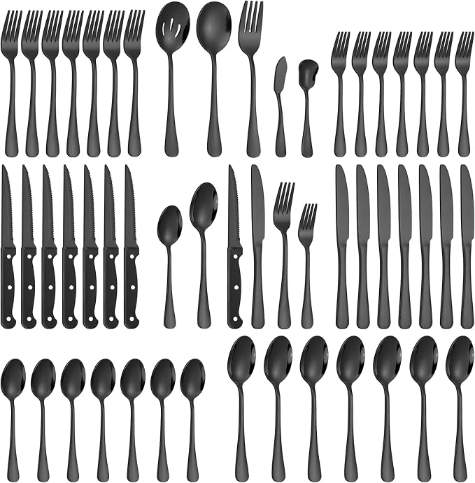 Lazycorner 53 Piece Black Silverware Set by Lazycorner