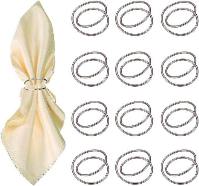 Silver Napkin Rings-12 PCS Metal Spiral Napkin Rings | Napkin Holders Buckles by FORESRUM