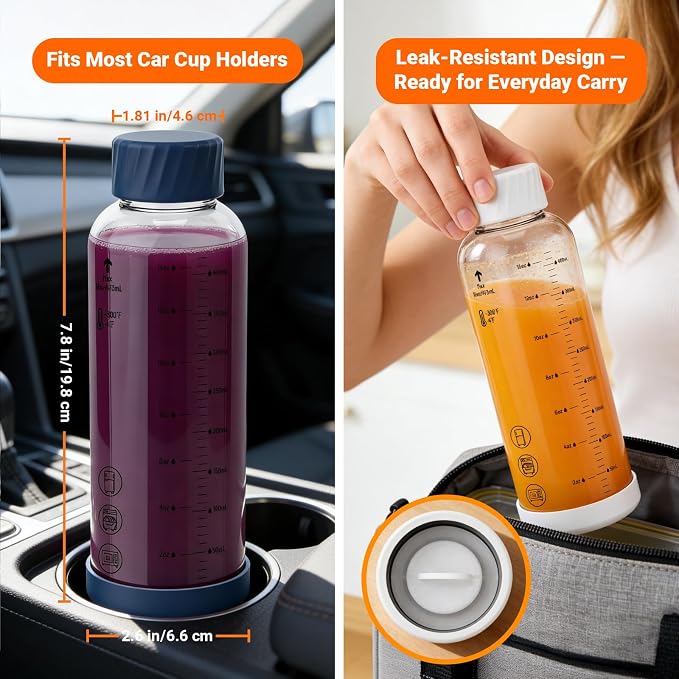16 oz Glass Juice Bottles 4 Pack, Leakproof Borosilicate Glass Bottles | - Image 6