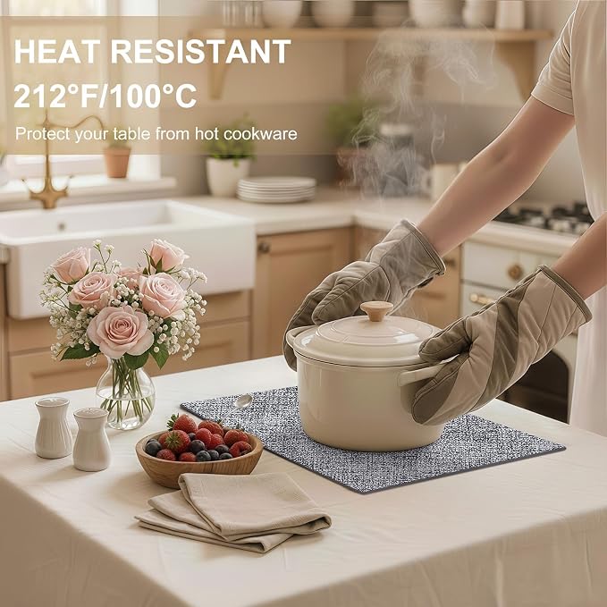 Faux Leather Heat Resistant Placemats 4 Packs, Waterproof Wipeable Dining PU - Image 3