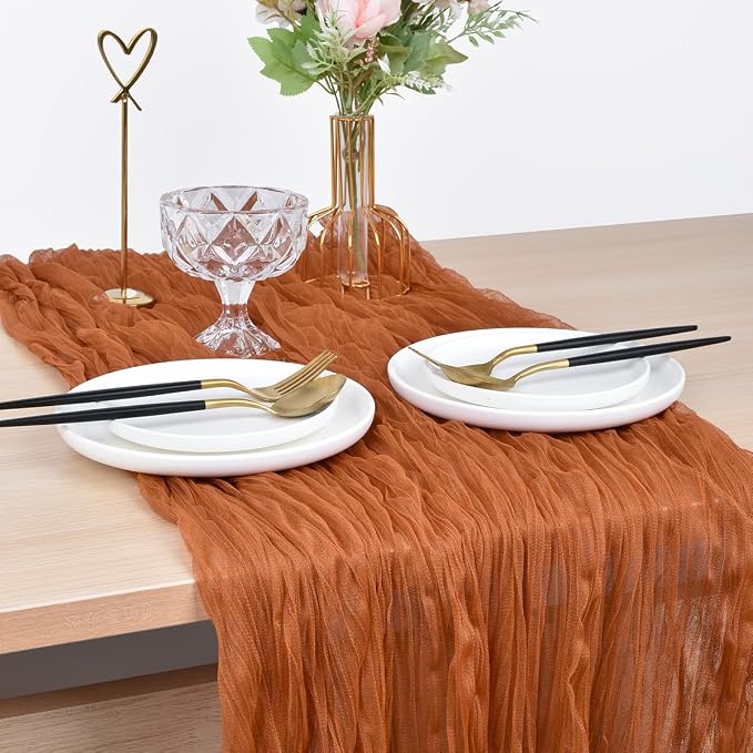 Rust Cheesecloth Table Runner Cheese Cloth Wedding Birthday Party Decor | 10Ft - Image 2