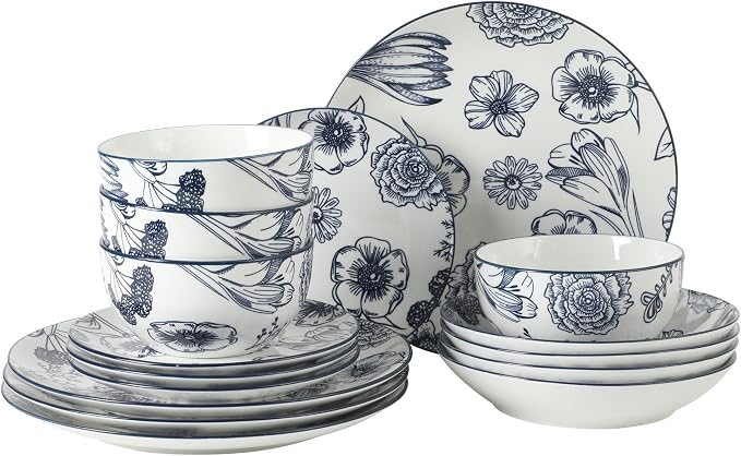 Gibson Home Westerly Court 16-Piece Dinnerware Set, Service by GibsonHomewares