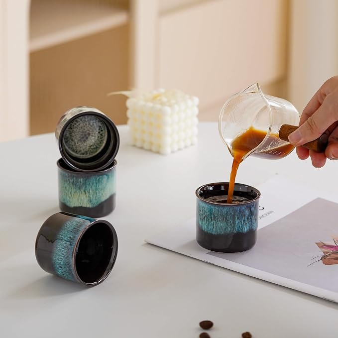 Espresso Cups Set of 2, Ceramic Espresso Cups, Expresso Shots Cups, 2.5oz Tea - Image 2