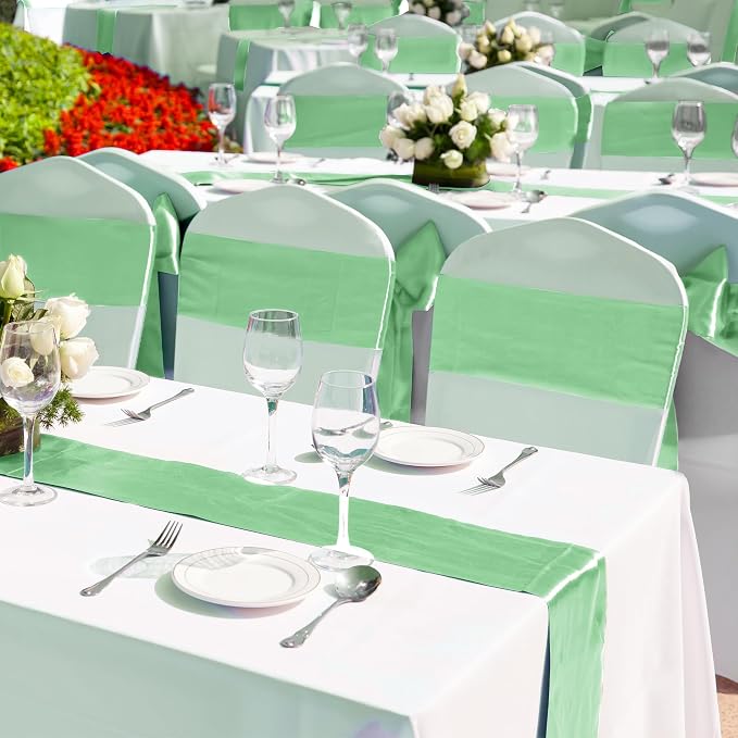 Aneco 4 Pack Satin Table Runner 12 x 108 Inch Pastel Rainbow Long Bright Silk - Image 5