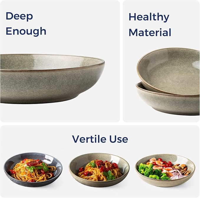 AmorArc 8.5'' Large Pasta Bowls, 36oz Stoneware Pasta Serving Bowls Set of 6 - Image 6