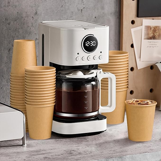Clawsoff 1000 Pack 8 oz Paper Cups Brown Kraft Disposable Paper Coffee Cups | - Image 6