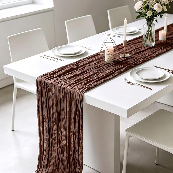 10 Pack Nude Brown Cheesecloth Table Runner 21 x 120 Inch Boho Gauze Sheer - Image 4