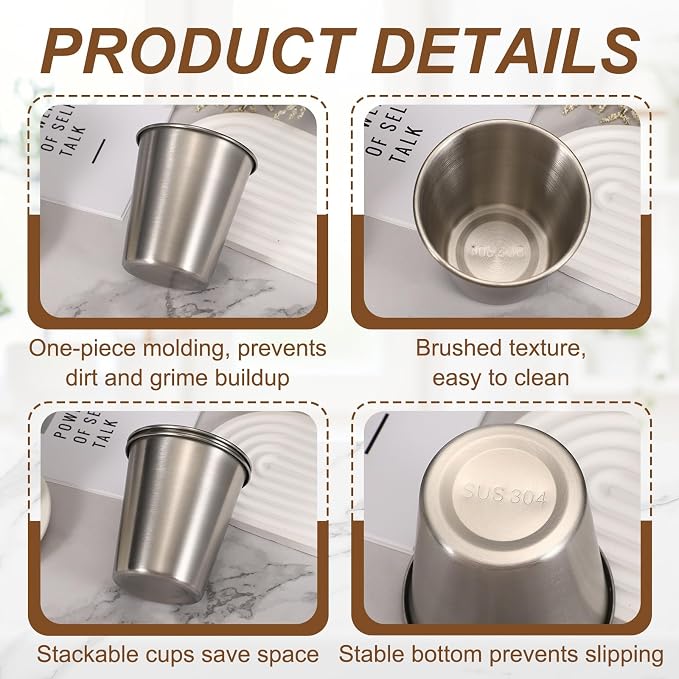 uxcell 2 Pcs Stainless Steel Cups, 12oz/350ml Metal Cups Double Wall Tumbler - Image 5