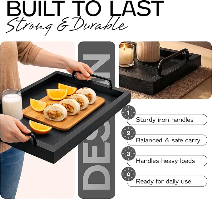Besti Rustic Vintage Food Serving Trays | Nesting Wooden Board - Image 3