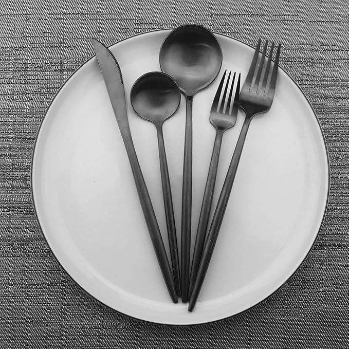JASHII Luxury Black Flatware, 6-pieces Elegant Cute 18/10 Stainless Steel - Image 4