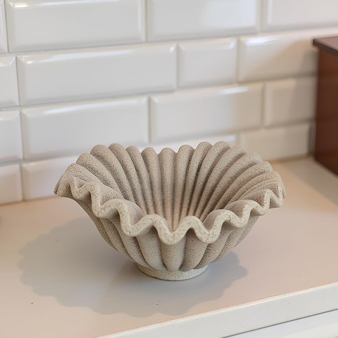 Small Decorative Bowl decor, Scalloped Pedestal Bowls - Image 7