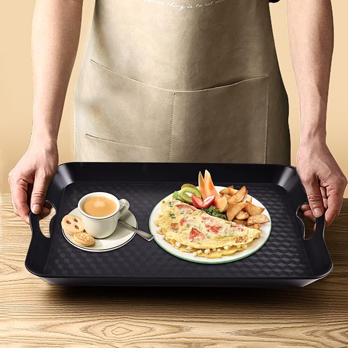 Plastic Tray with Handles, 2 Pack Multi-Purpose Rectangular Non Slip Restaurant - Image 6