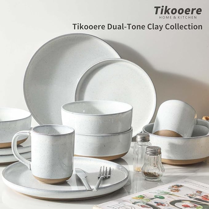Ceramic Dinner Plates Set of 6, Stoneware 8 Inch, Dishwasher and Oven Safe - Image 9