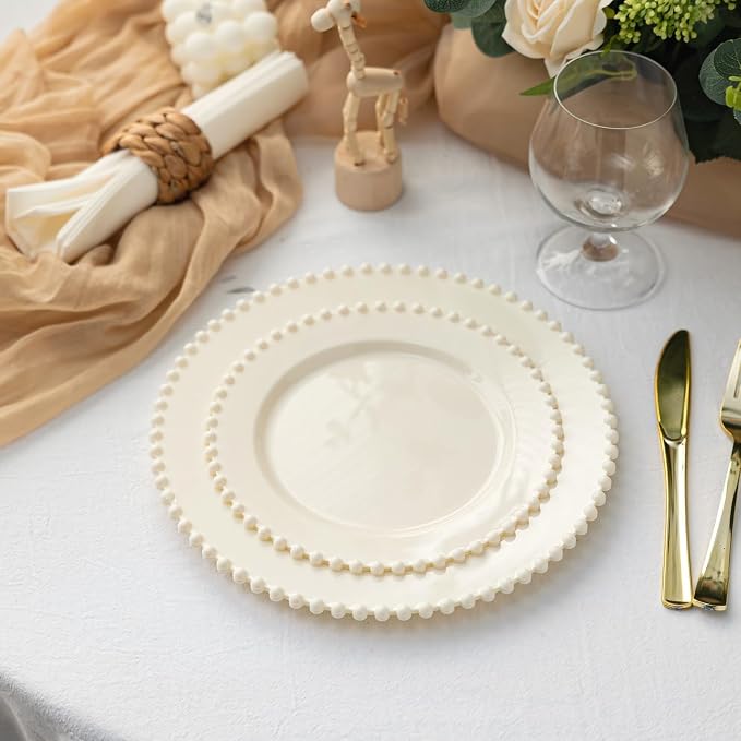 72 Pcs Party Plates Dinner Plate, 10 Inch Ivory Plastic Plate Disposable | - Image 6