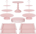 Fivenl 8 Pcs Cake Stand Pink Metal Dessert Table Display Set, 3-Tier Cupcake by Fivenl
