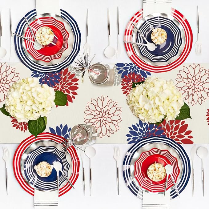 4th of July Independence Day Table Runner God Bless America Blue Red Dahlia - Image 3