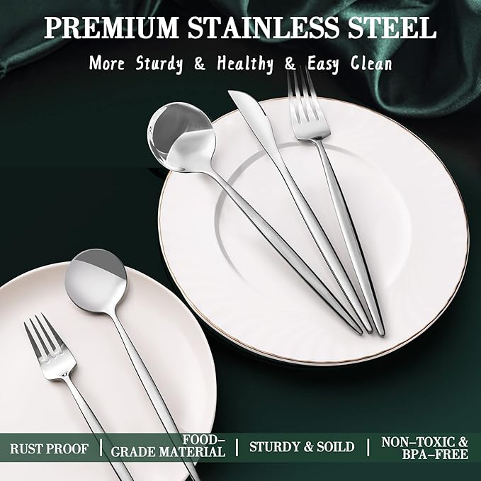 40-Piece Silverware Set for 8, CEKEE Stainless Steel Flatware Cutlery Set - Image 4