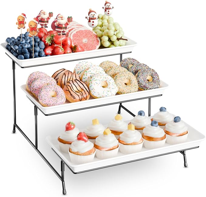 Bumusty 3-Tier Melamine Serving Tray Set, 14 x 7 in, Birthdays and Holidays by BUMUSTY