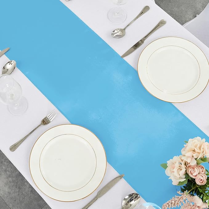 10-Pack Blue Satin Table Runner 12 x 108 Inch Long Bright and Smooth Silk - Image 4