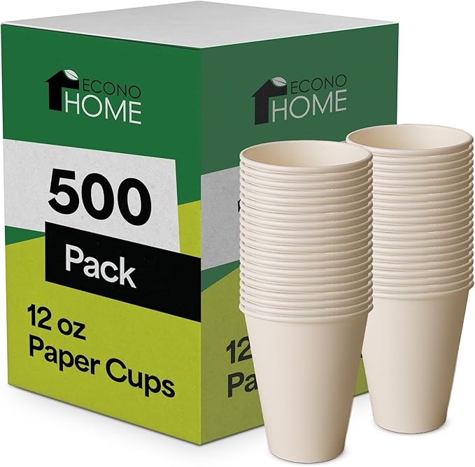 EconoHome 12 oz 500 Pack Disposable Coffee Paper Cups by EconoHome