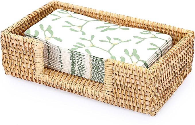 Sumnacon Napkin Holder Rattan Guest Towel Holder Tray by Sumnacon